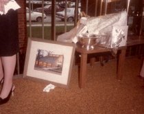 Framed photo of library and other gifts